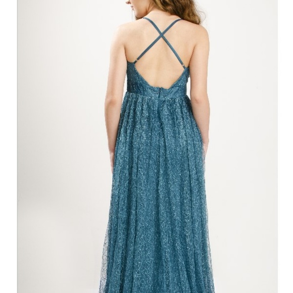 NEW TEAL LACE SHEER MAXI DRESS - Picture 3 of 8
